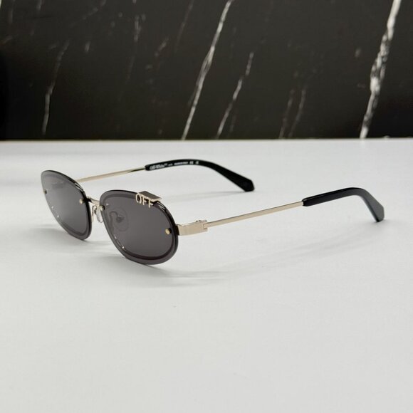 NEW OFF-WHITE OERI13M MIAMI 7607 SUNGLASSES UNISEX BLACK OVAL EYEWEAR main image 6